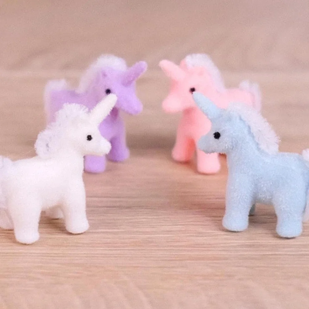 Miniature Flocked Unicorn Figurine - Mini Unicorn Figures - Crafts & Dioramas